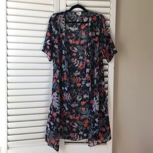 Lularoe Shirley, floral chiffon kimono.
